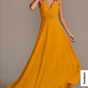 DAVID'S BRIDAL - F20064 Marigold Size 6 Bridesmaid Dress